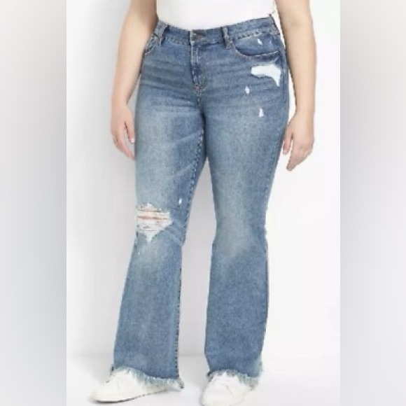 Lane Bryant Denim - Lane Bryant Jeans Womens Sz 28 Mid Rise Flare Signature Fit Flex Magic Waistband